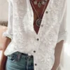 JFN Cotton Lace Stitching Long Sleeve Shirt
