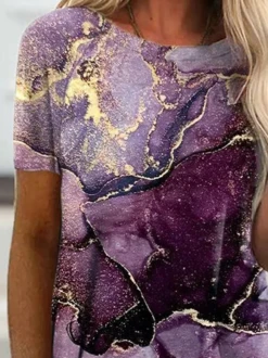 Women's Short Sleeve Tee T-shirt Summer Gradient Pattern Crew Neck Daily Going Out Casual Top Purple -Shinee Style Shop c00c4fd223425cacba5f975390f1f1a6