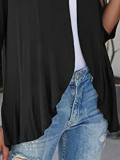 Casual Plain Three-quarter Sleeve Knit Cardigan -Shinee Style Shop c1197b9db600a1a989798ea69a51abb6