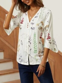 Wrap Casual Loose Floral Blouse -Shinee Style Shop c39d17c9c43e2dc9e7ec7c672e8c628d