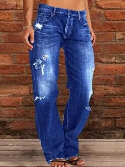 Loose Plain Casual Denim Jeans -Shinee Style Shop c675f9b5d7f610476152ecee5d0661ca