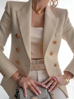 Ladies Fashion Button Design Blazer -Shinee Style Shop c77aea4a15b93fb43133fc638f1d5777