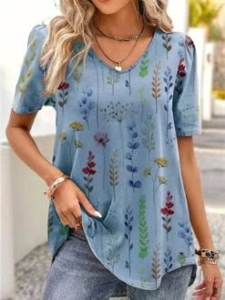 V Neck Casual Loose Floral Blouse -Shinee Style Shop c7bf9e7bada8fde1c7dcd6e8d055410d