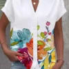 Women's Short Sleeve Shirt Summer Floral V Neck Daily Going Out Casual Top White -Shinee Style Shop c82ae5c23f951fff6f97a0d7d31d65c3