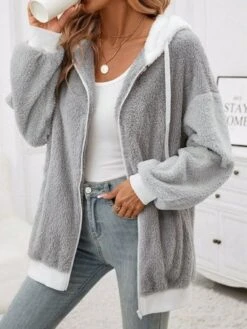 Fluff/Granular Fleece Fabric Casual Loose Teddy Jacket -Shinee Style Shop ca26991c6434faa46de530332b96de40