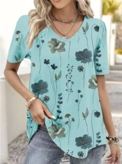 Jersey Casual Loose Floral Blouse -Shinee Style Shop cdab093e99772c649fb878900104761b