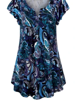 Loose Crew Neck Paisley Casual Tunic -Shinee Style Shop d0505977f869ff5428d82e83201a3762