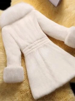 Women Elegant Plain Long Faux Fur Coat -Shinee Style Shop d09d9b7921c05a04a8a707fe8799bdad