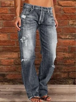 Loose Plain Casual Denim Jeans -Shinee Style Shop d12d0ce4f0bf057cd59bde5ed458d46b