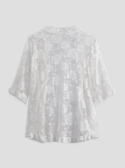 Breathable Casual Cute Jacket Short Sleeve Solid Color Floral Lace Wedding Knit Jacket -Shinee Style Shop d16b0e61d8c7d989249737171f043646