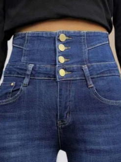 Buttoned Tight Denim Casual Jean -Shinee Style Shop d2bd16829a720af68b733f464a40ceeb