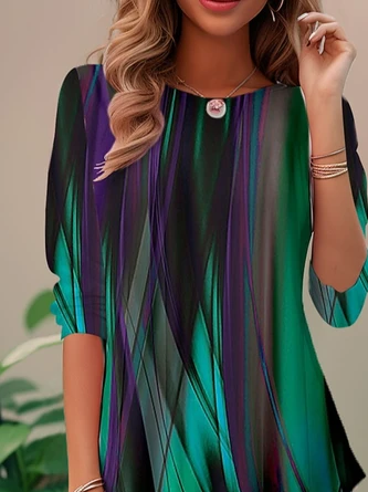 Women's Long Sleeve Tee T-shirt Spring/Fall Random Print Knitted Crew Neck Daily Going Out Casual Top Green 4 Women's Long Sleeve Tee T-shirt Spring/Fall Random Print Knitted Crew Neck Daily Going Out Casual Top Green - Image 2