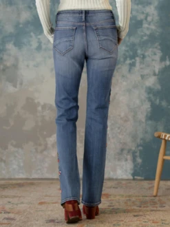 Regular Fit Floral Denim Casual Jeans -Shinee Style Shop dfaaabd5da602ce07ad4a67a0b679dee