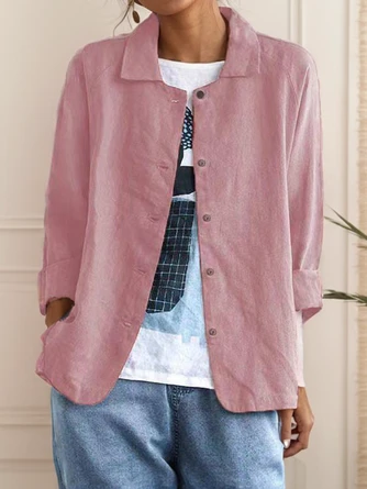 Casual Loose Cotton And Linen Shawl Collar Kimono 6 Casual Loose Cotton And Linen Shawl Collar Kimono - Image 4