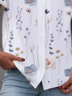 Buttoned Floral Loose Casual Blouse -Shinee Style Shop e267948c5c97ea3b321d1207ce9f65e0