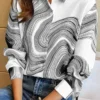Casual Shirt Collar Loose Abstract Stripes Blouse
