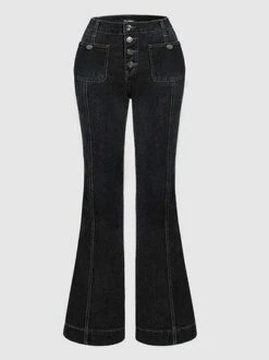 Regular Fit Casual Denim Grommets Pants -Shinee Style Shop e5e03bcfe63330af5ccfd56136f4aad2