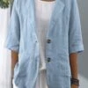 Plain Linen Cotton And Linen Blazer