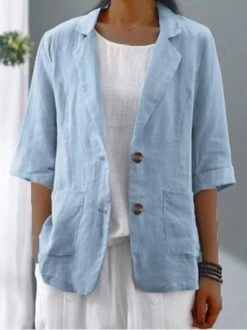 Shinee Style Shop 10 Plain Linen Cotton And Linen Blazer
