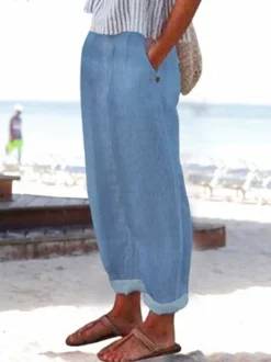 Women's Loose Casual Baggy Long Pant With Pockets