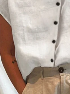 JFN Cotton & Linen Stand Collar Casual Shirt -Shinee Style Shop ee408bba914859cf8b5315527a2fcf07