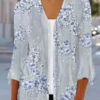 Floral Cross Neck Casual Kimono