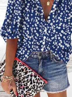 Loose Holiday Flower Button Up Shirt Plus Size -Shinee Style Shop f08bc918333aab4058c6ab4b1dd750c2