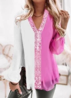 Color Block Casual Blouse