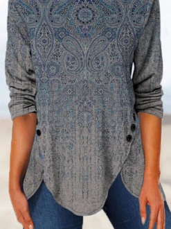 JFN Crew Neck Casual Paisley Autumn Daily Long Sleeve Tops -Shinee Style Shop fc09184649f410a44bf103fe7b9175a0