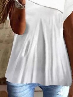 Loose Simple Asymmetrical Collar Plain Blouse -Shinee Style Shop fd75152d18ae77e38fa55f8f8268c6df