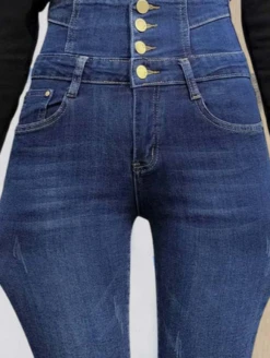 Buttoned Tight Denim Casual Jean -Shinee Style Shop ff29ab9a9c14a2d630c64e094842b5cd