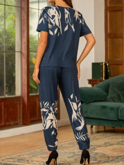 V Neck Floral Business Casual Two-Piece Set -Shinee Style Shop 0109ba88c74263fbb96a8cc50ac25754