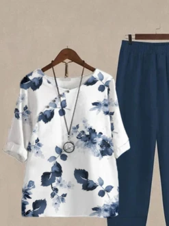 Loose Casual Floral Two-Piece Set -Shinee Style Shop 0a73109013e78df8b884cfdfc140494e