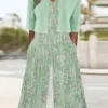 Women's Pocket Stitching Random Print Daily Going Out Two Piece Set Cap Sleeve Casual Summer Matching Set Green