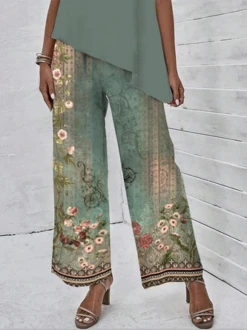 Women's Irregular Craftsmanship Floral Daily Going Out Two-Piece Set Elegant Summer Sleeveless Tunic Top With Pants Matching Set -Shinee Style Shop 0f6460a30e215998dd9e4a89caa4a66b