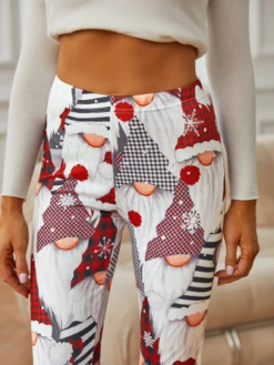 Women's Gray Tight Legging Christmas Hat Printed -Shinee Style Shop 12a5af4340947dbb07b4b38a781c5f2b