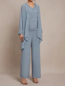 Lace Chiffon Elegant Matching Outfit 3-Piece Set