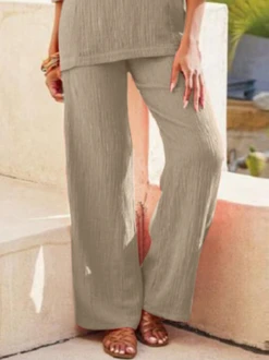 JFN Casual Crew Neck Cotton And Linen Two-Piece Set 7 JFN Casual Crew Neck Cotton And Linen Two-Piece Set -Shinee Style Shop 359f1886508cddf5256fcb3778b9ac61