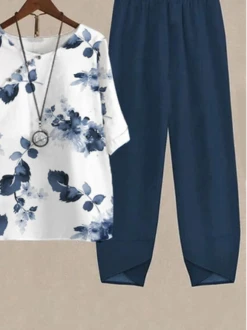Loose Casual Floral Two-Piece Set -Shinee Style Shop 38e3cf9e5279935676cf7f49a6cdc269