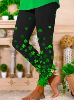 Tight Four-Leaf Clover Casual Leggings