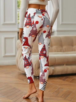 Women's Gray Tight Legging Christmas Hat Printed -Shinee Style Shop 4430a9d1568cb0403f346ba3c5aae5a2