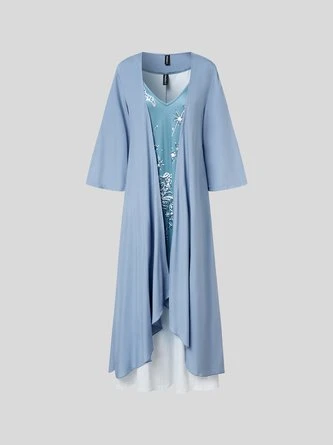 Women's Shift Dress Maxi Dress Half Sleeve Floral Print Spring Summer 2PCS V Neck Casual Dress 6 Women's Shift Dress Maxi Dress Half Sleeve Floral Print Spring Summer 2PCS V Neck Casual Dress - Image 4