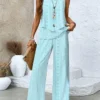 Women's Folds Plain Daily Going Out Two Piece Set Sleeveless Casual Summer Top With Pants Matching Set Blue 2 Women's Folds Plain Daily Going Out Two Piece Set Sleeveless Casual Summer Top With Pants Matching Set Blue -Shinee Style Shop 6191a79ea7d9e6ea3ce69c5f199c75ed