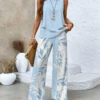 Women's Leaf Daily Going Out Two Piece Set Sleeveless Casual Summer Top With Pants Matching Set Light Blue 2 Women's Leaf Daily Going Out Two Piece Set Sleeveless Casual Summer Top With Pants Matching Set Light Blue -Shinee Style Shop 76dd414b2dc1319bd7f2bbb0d0f266a8