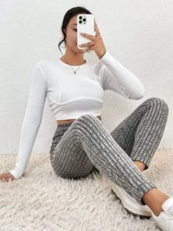 Plain Tight Casual Leggings -Shinee Style Shop adcd6e75c629e86afc2a24c77031ef40