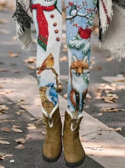 Tight Snowman Casual Leggings -Shinee Style Shop bcb0c72dbd73220e7ba5fbea61e76220