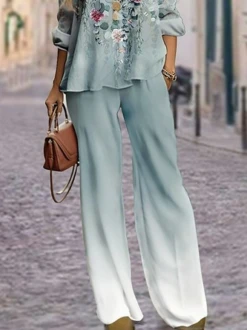 Casual Loose Crew Neck Floral Two-Piece Set -Shinee Style Shop d46a3e8f11d749e26bbb1009ce6a9345