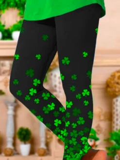 Tight Four-Leaf Clover Casual Leggings -Shinee Style Shop ea97297ae574f658c2e82fc13620b03c