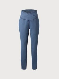 JFN Crossover High Elasticity Tight Plain Blue Leggings -Shinee Style Shop ed16fdad81f061c113070afdb007ff37